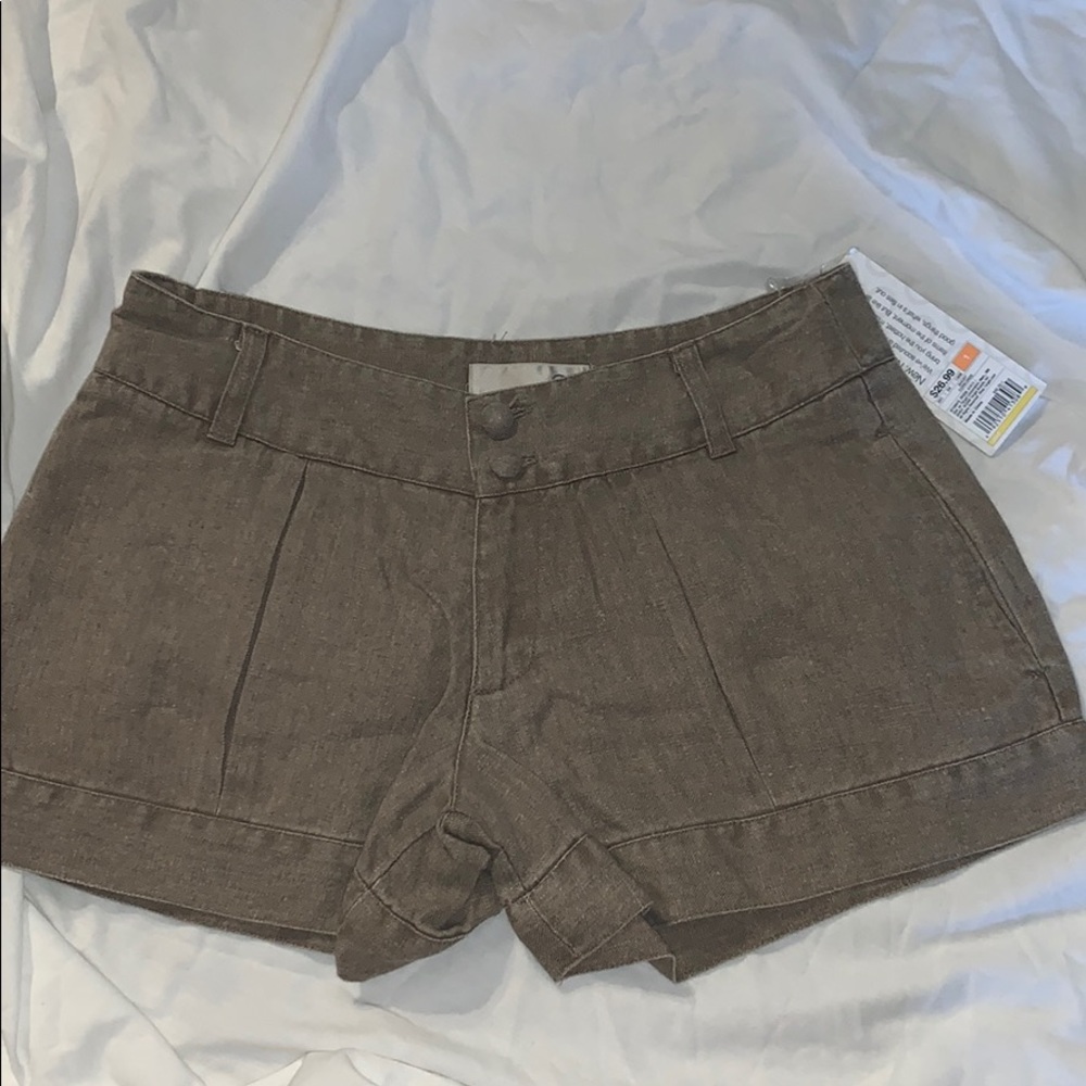 High waisted tan shorts